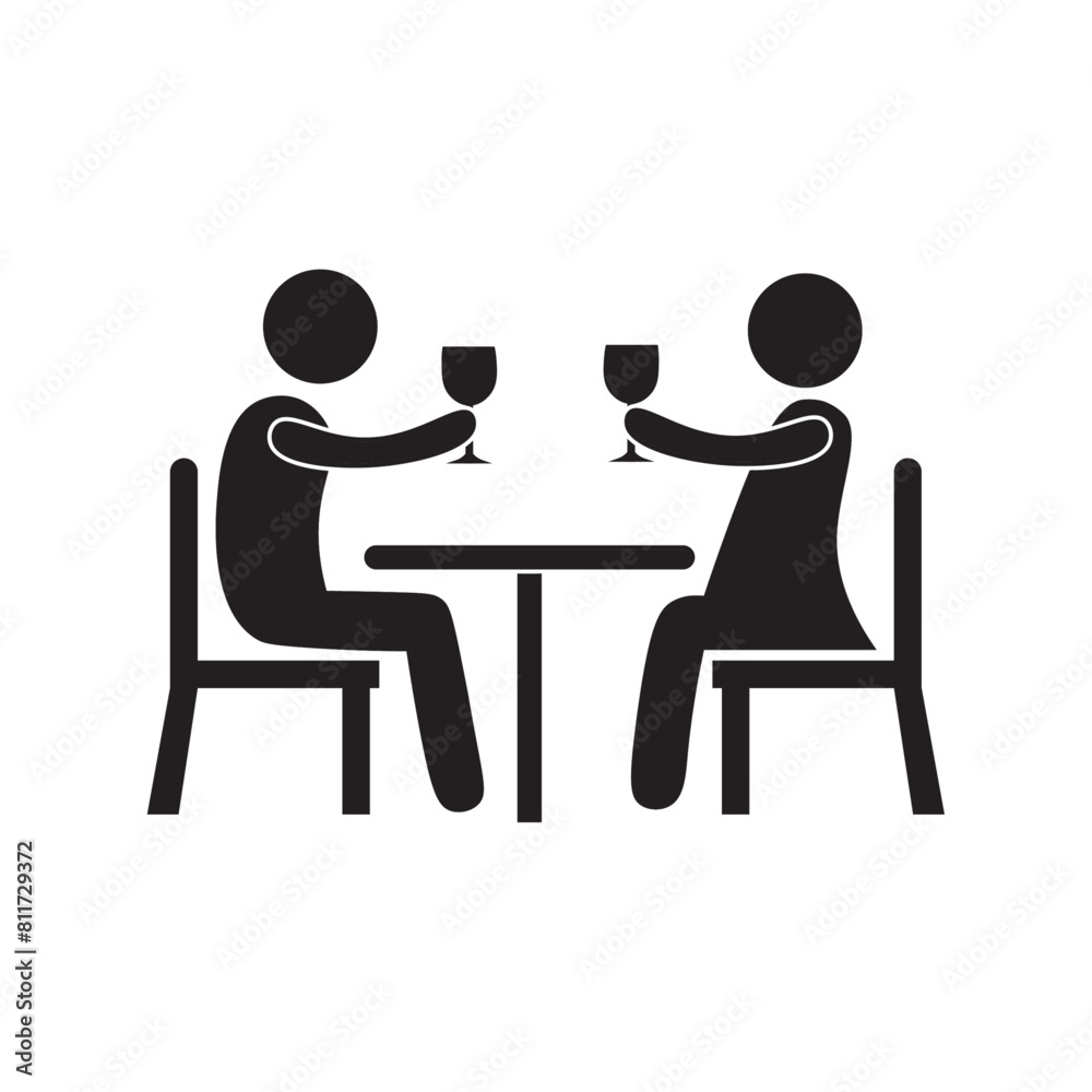 vector flat icon of couple having dinner vector flat icon of couple having dinner