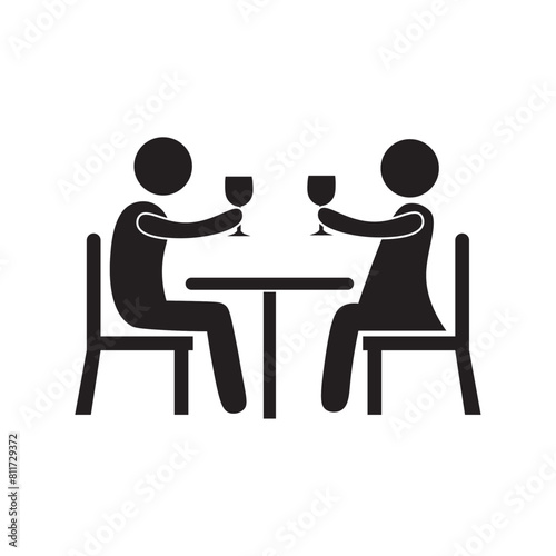 vector flat icon of couple having dinner