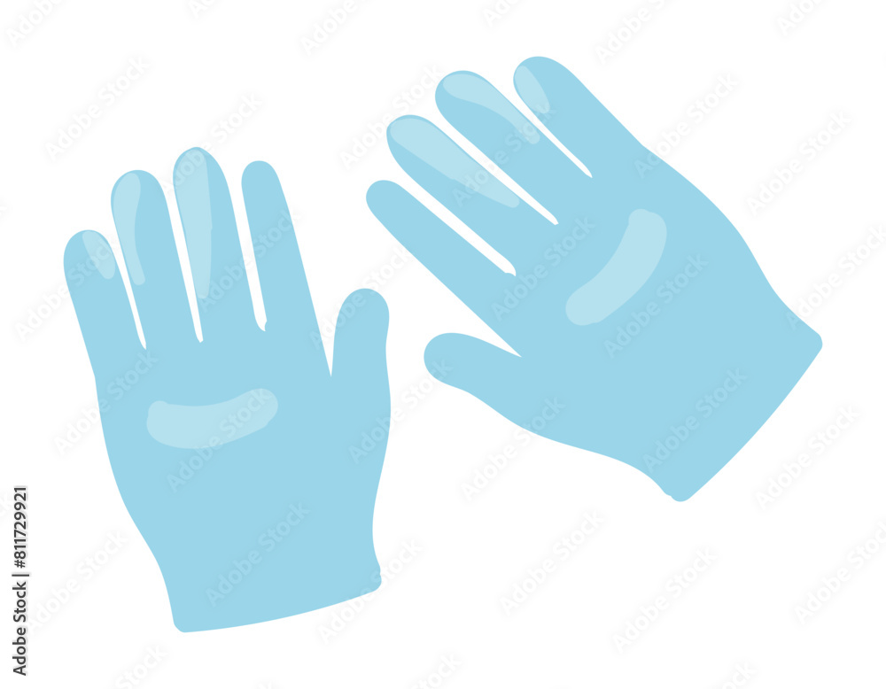 Medical blue gloves in flat design. Doctor protection sterile equipment. Vector illustration isolated. Medical blue gloves in flat design. Doctor protection sterile equipment. Vector illustration isolated.