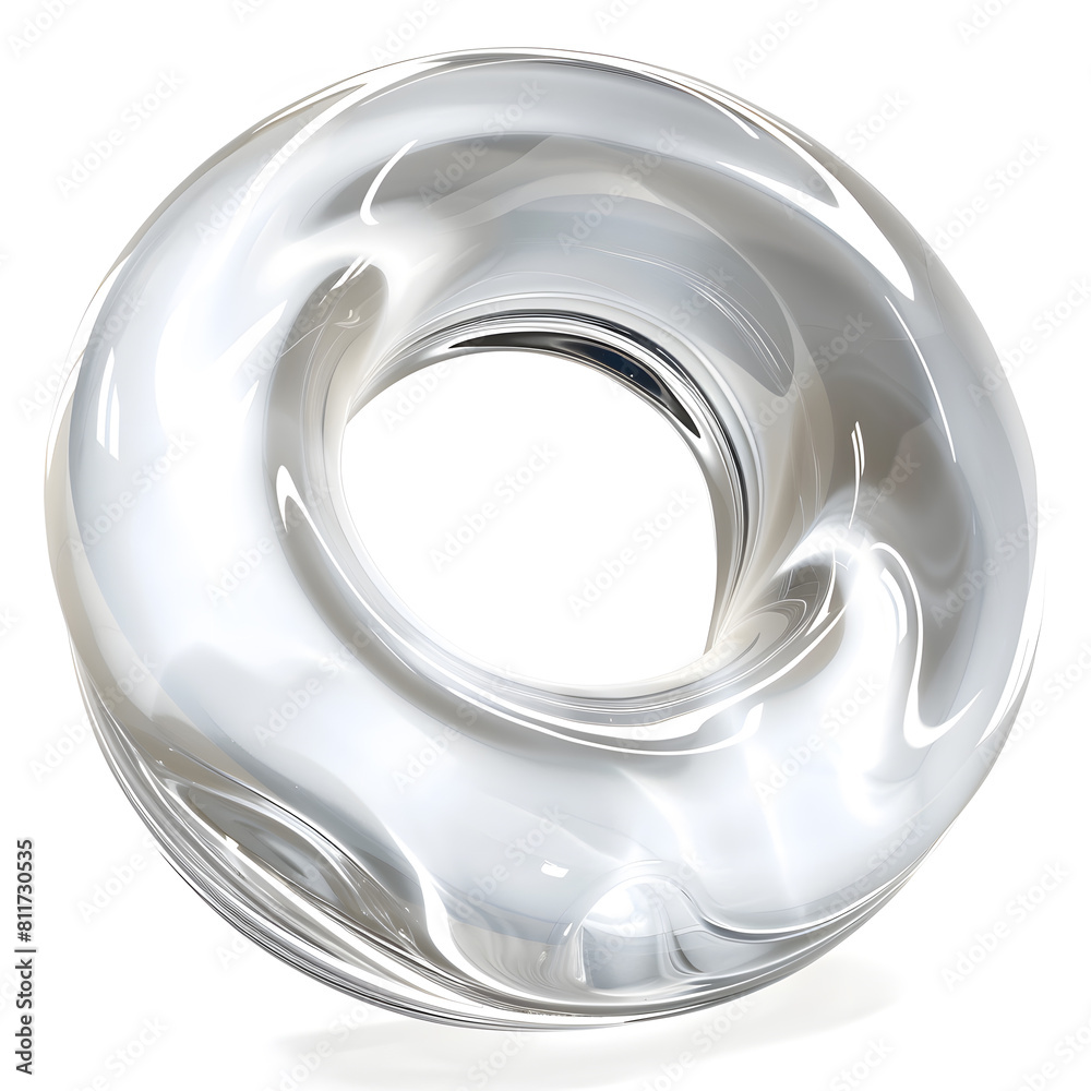 Liquid 3D glass swirl circle shape isolated on white background Liquid 3D glass swirl circle shape isolated on white background