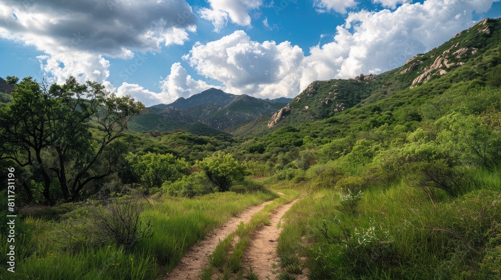 Green Mountain Valley Dirt Road under Cloudy Sky | Natural Environment Landscape for Hiking, Tourism, and Outdoor Adventure Green Mountain Valley Dirt Road under Cloudy Sky | Natural Environment Landscape for Hiking, Tourism, and Outdoor Adventure