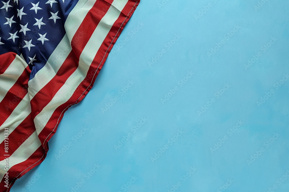 Obraz premium Powder blue enhances the American flag a calming Memorial Day tribute.
