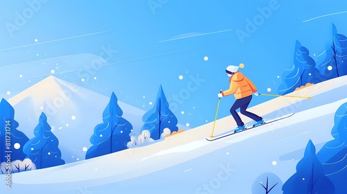 Effortlessly stylish and skillful woman skiing in the mountains