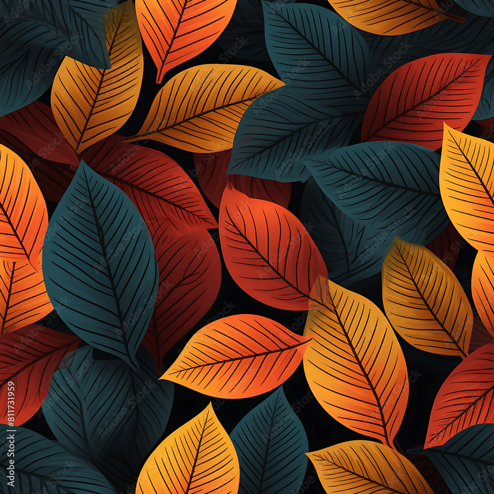 Leaf digital art seamless pattern, the design for apply a variety of graphic works Leaf digital art seamless pattern, the design for apply a variety of graphic works