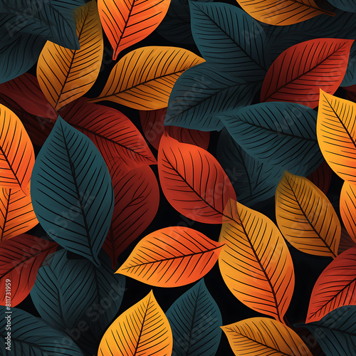Leaf digital art seamless pattern  the design for apply a variety of graphic works