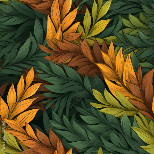 Leaf digital art seamless pattern  the design for apply a variety of graphic works