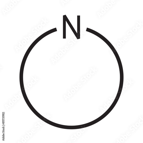 Architectural north arrow and compass outline vector photo