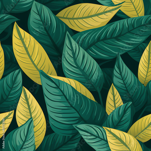 Leaf digital art seamless pattern  the design for apply a variety of graphic works