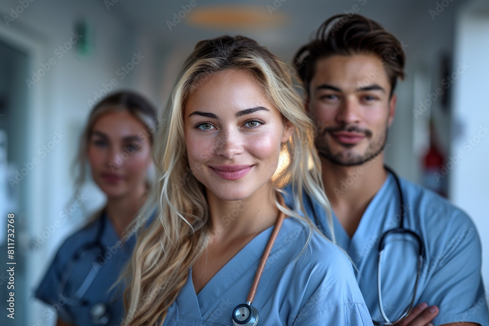 Confident Medical Team in Scrubs Confident Medical Team in Scrubs