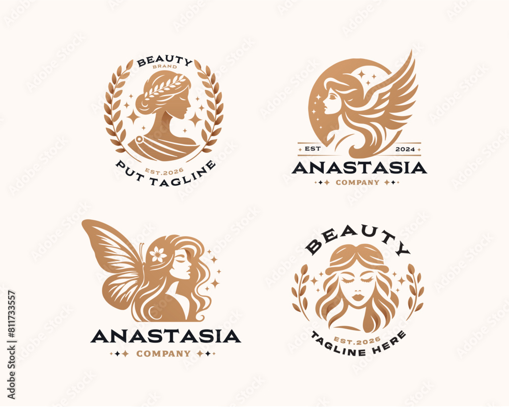 Vector elegant beauty woman salon logo design collections for company Vector elegant beauty woman salon logo design collections for company