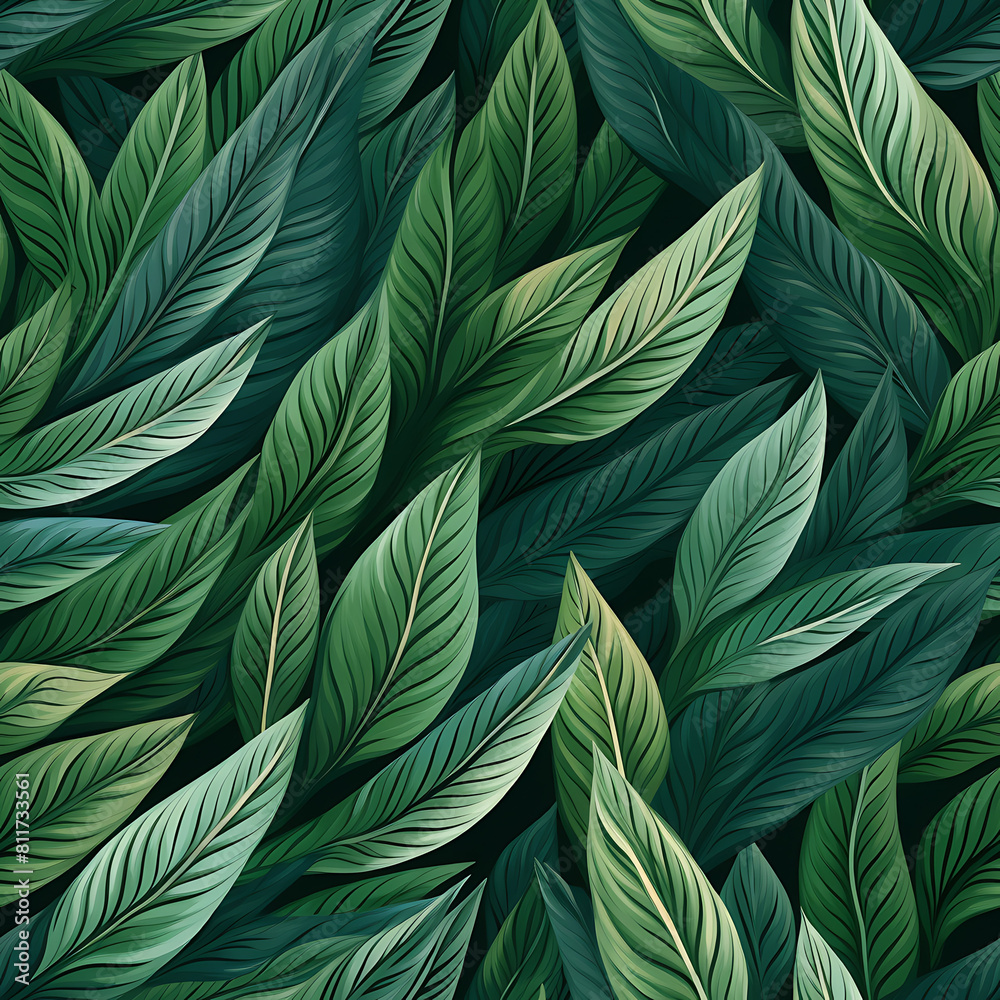 Fototapeta Leaf digital art seamless pattern, the design for apply a variety of graphic works