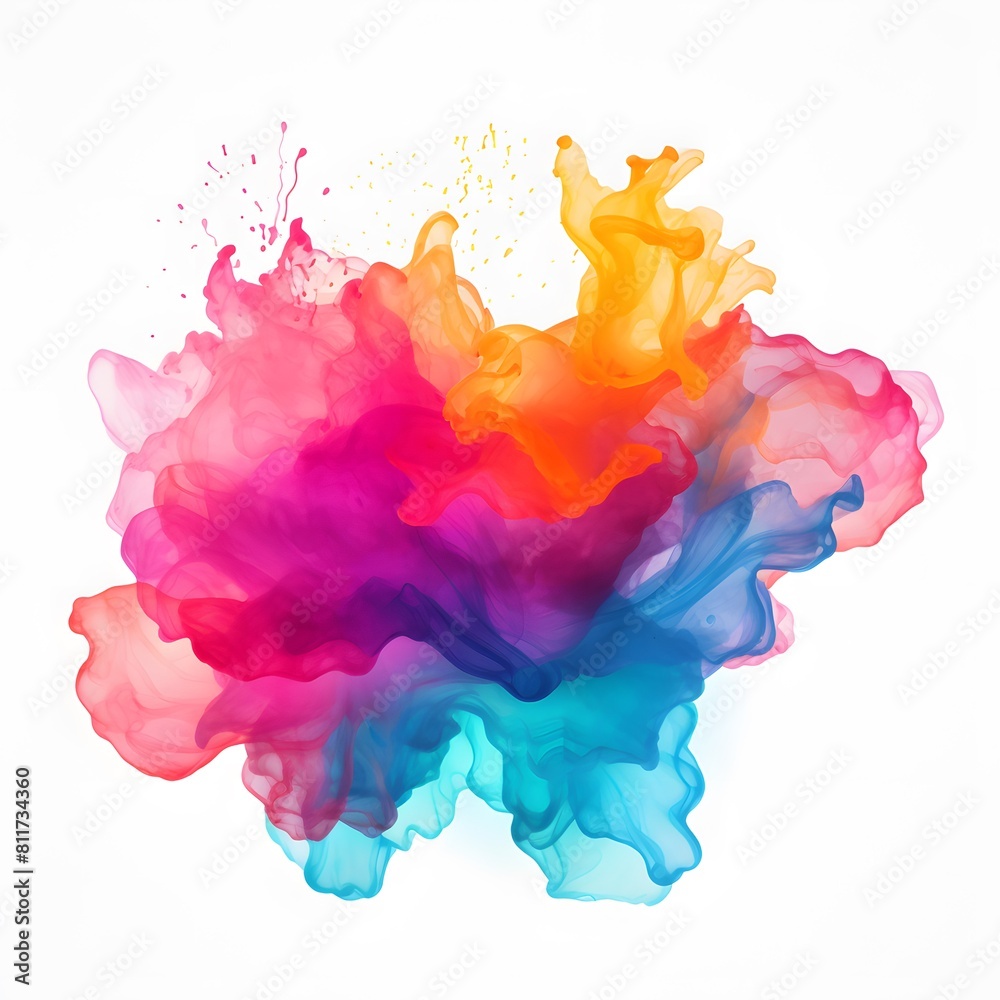 Colorful abstract watercolor background. Watercolor stain isolated on white background. Generative AI.