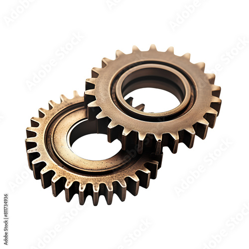 Interlocking Bronze Gears, isolated, transparent background, white background, no background