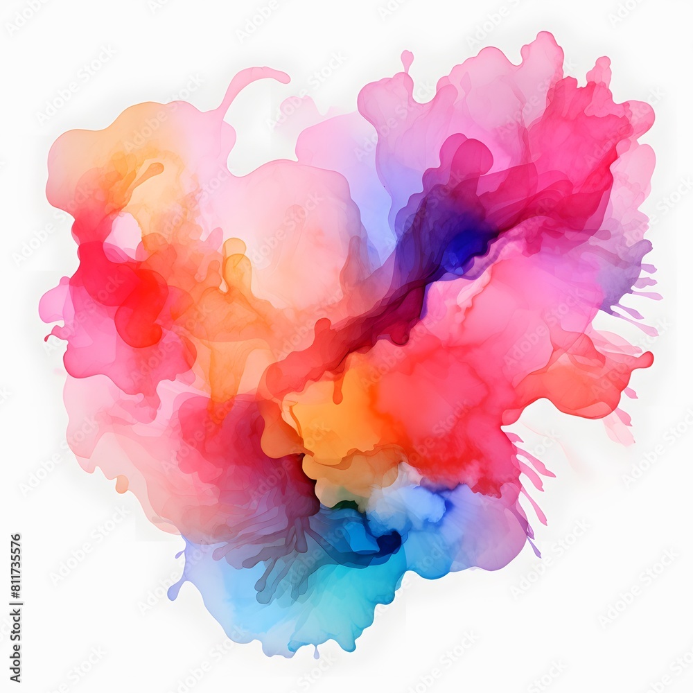Colorful abstract watercolor background. Watercolor stain isolated on white background. Generative AI.