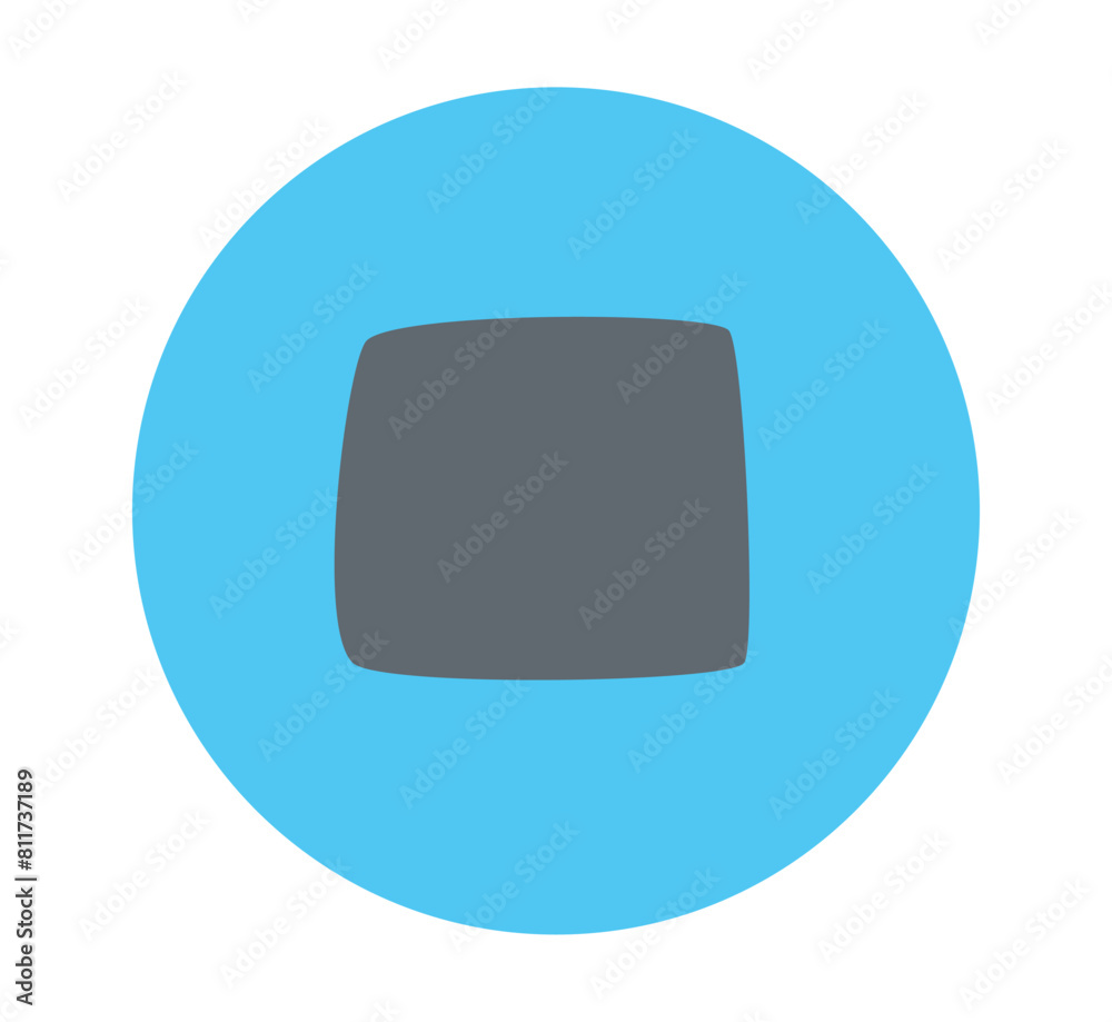 Stop button in flat design. Interface sign for audio record control. Vector illustration isolated. Stop button in flat design. Interface sign for audio record control. Vector illustration isolated.