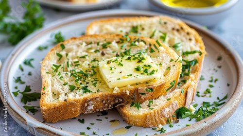 Food Photography Concept: Toast with butter and herbs