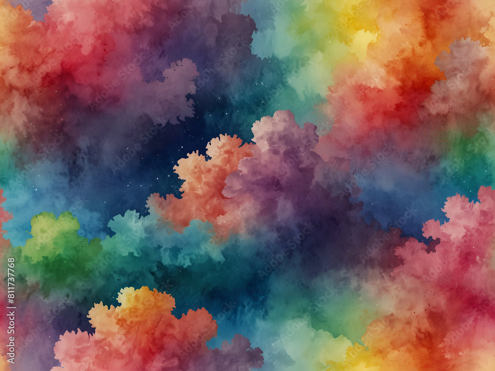 A stunning rainbow clouds watercolor background