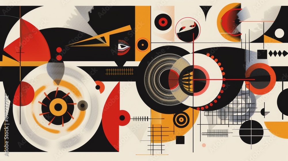 Obraz premium Modern Abstract Art with Geometric Shapes and Vibrant Colors 