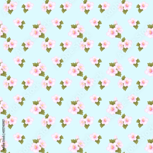 seamless pattern with rose of sharon 