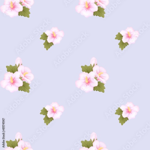 seamless pattern with rose of sharon  © May Chamai