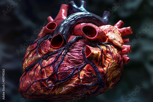 Advanced biomedical engineering visualization of heart muscle adapting to hypertrophic cardiomyopathy photo