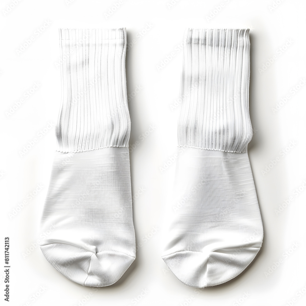 White Sport Socks Mock Up Top View Isolated White Background Stock