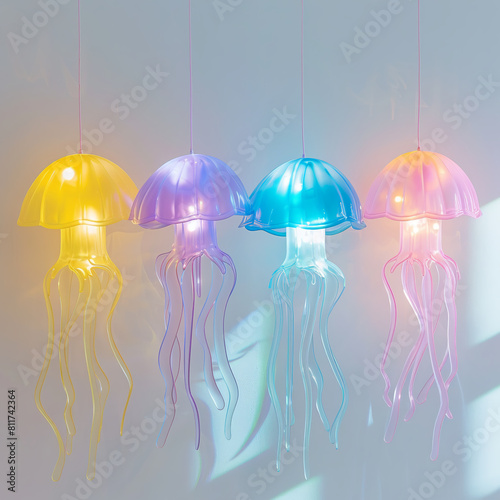 Fantasy glass lamps in the form of jellyfish