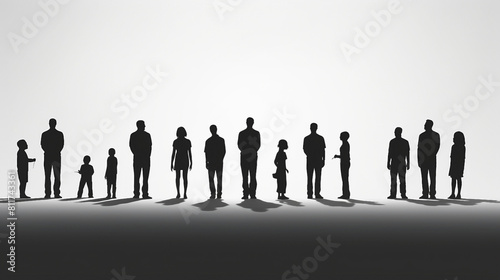 Diverse Group of People Holding Hands Together in Vector Silhouette Set Illustrating Unity  Teamwork  and Community Concept of Solidarity and Cooperation Among Different Ages  Men  Women  and Children