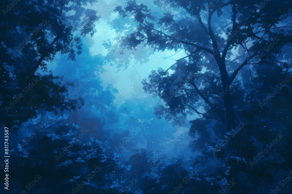 moody moonlit forest landscape with wispy fog and dark shadows