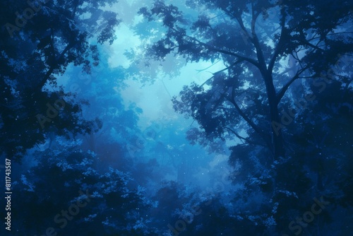moody moonlit forest landscape with wispy fog and dark shadows © JogjaCrafta