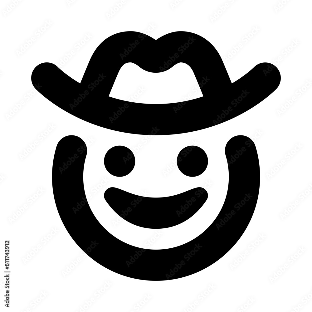 face cowboy hat flat vector illustration face cowboy hat flat vector illustration