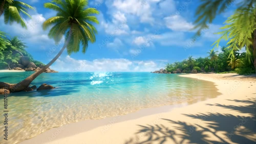 beach with palm trees and sea beach with palm trees and sea