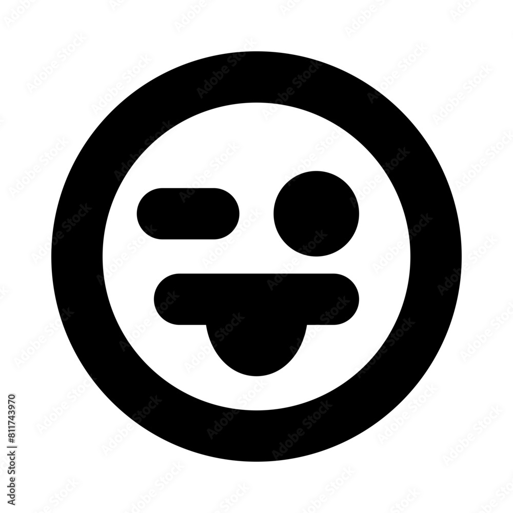 face grin tongue wink flat vector illustration face grin tongue wink flat vector illustration