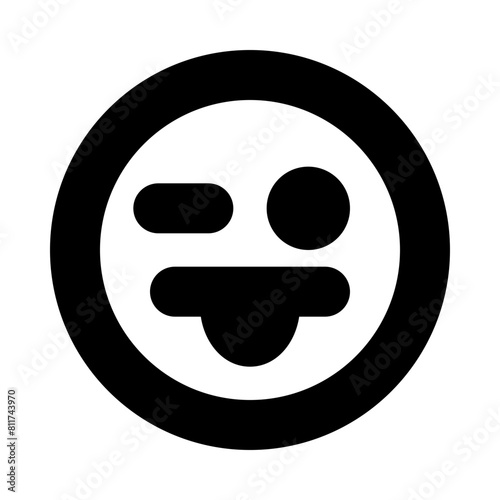 face grin tongue wink flat vector illustration
