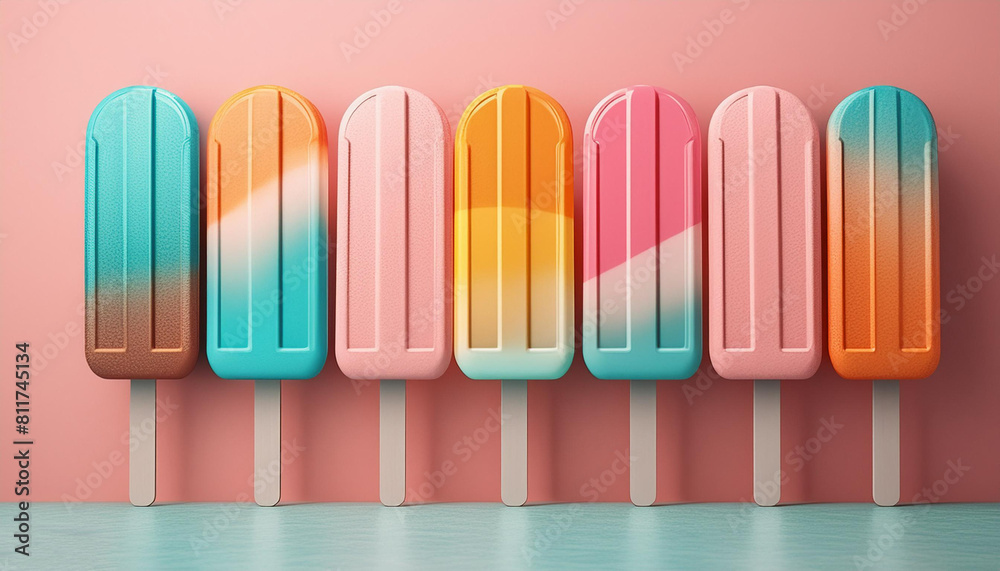 Fototapeta premium ice cream on a pink background