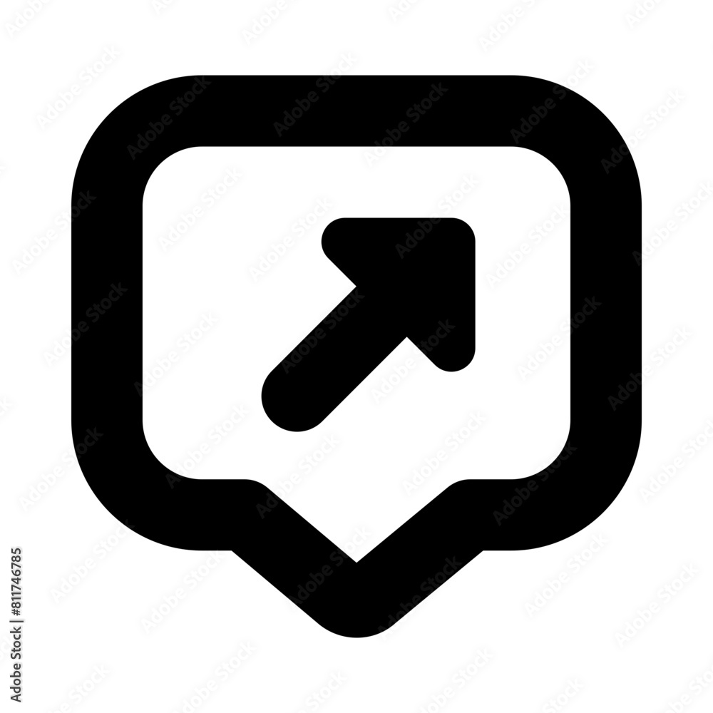 message arrow up right flat vector illustration