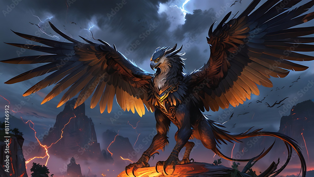 Enigmatic Harpy: A Mesmerizing Digital Painting of a Mythical eagle lady like Creature, eagle bird