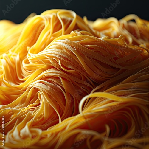 Italian whole wheat organic pasta vermicelli background, top view, close up, high detail, hyper realistic, 4k, flat vector illustration