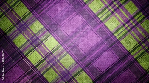 Purple and green colors in a plaid design