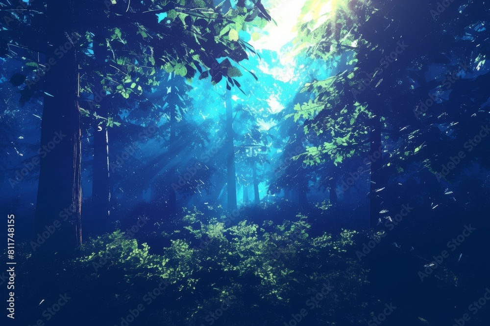 Obraz premium ethereal foggy forest background with a mystical aura and ancient ruins