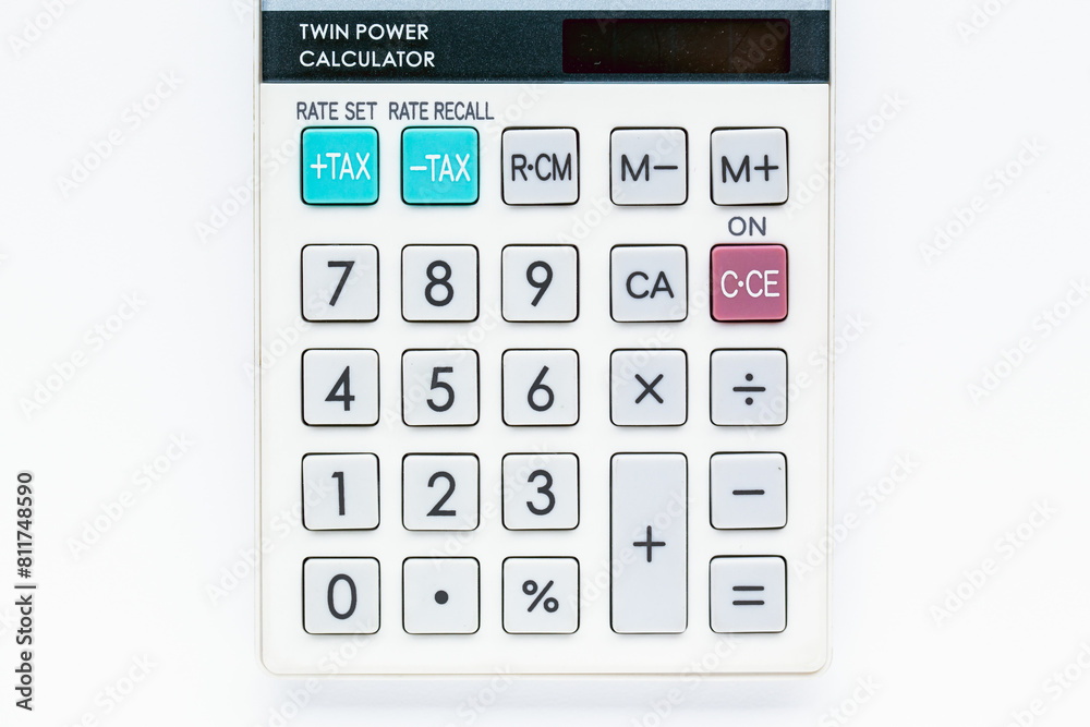 Digital calculator on white background Digital calculator on white background