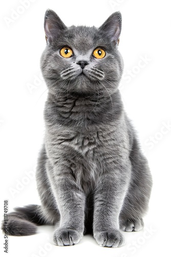 Cute British Shorthair cat on white background