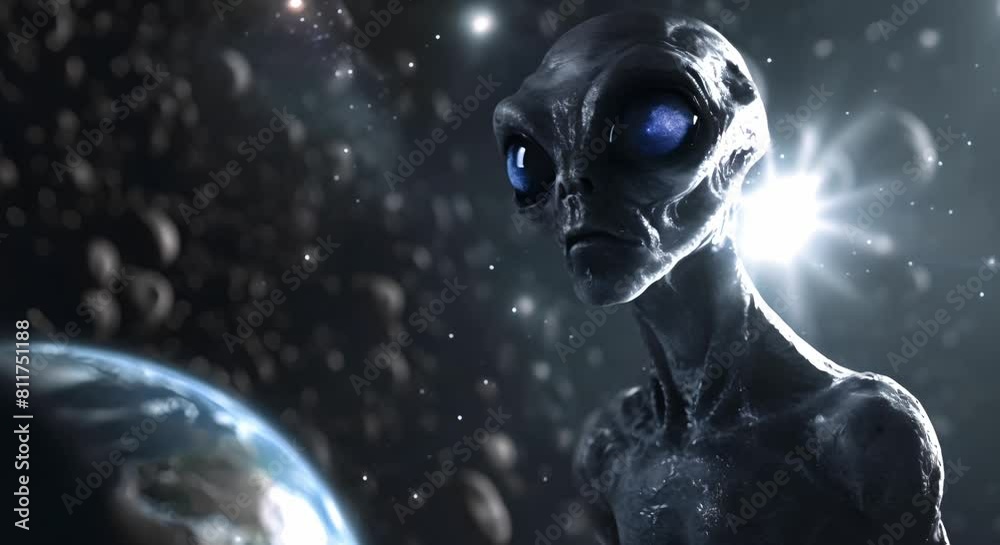 Alien Observes Supernova Explosion in Space, Mesmerized by Light Against Dark Planet. Concept Space Exploration, Supernova Observations, Alien Encounters, Interstellar Phenomena, Cosmic Spectacle Alien Observes Supernova Explosion in Space, Mesmerized by Light Against Dark Planet. Concept Space Exploration, Supernova Observations, Alien Encounters, Interstellar Phenomena, Cosmic Spectacle