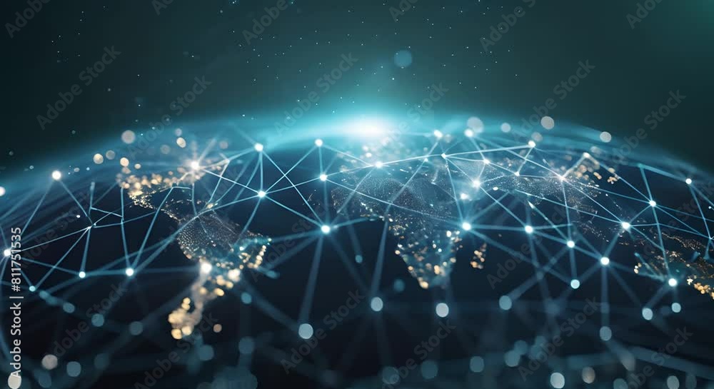 Global Connectivity: Digital Network Background with Moving Lines and Dots. Concept Global Connectivity, Digital Network, Moving Lines, Dots, Technology Background Global Connectivity: Digital Network Background with Moving Lines and Dots. Concept Global Connectivity, Digital Network, Moving Lines, Dots, Technology Background