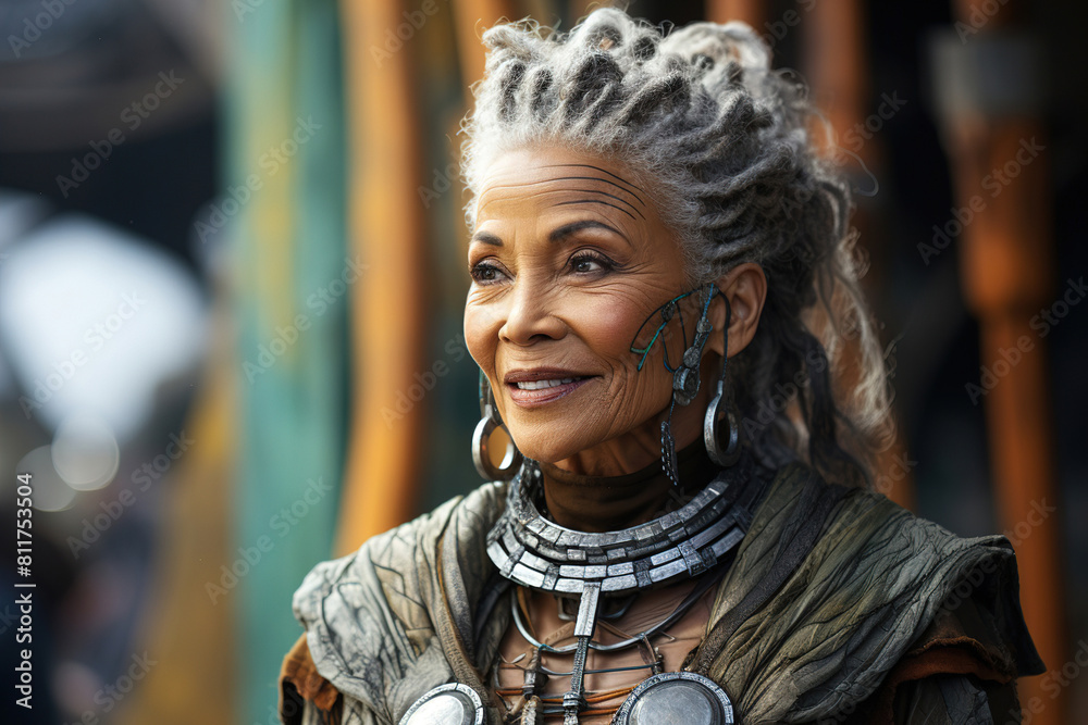 stylized portrait of an old woman with rich jewelry. stylized portrait of an old woman with rich jewelry.