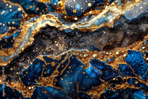 A blue background with gold flakes scattered across it