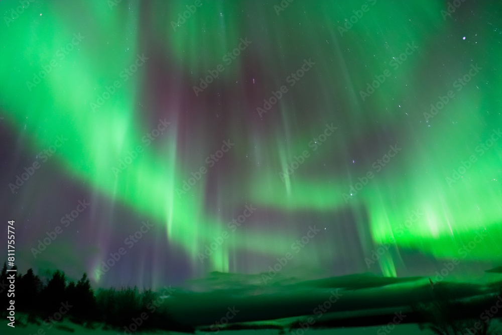 Northern Lights. Northern lights that have been seen throughout much of the world due to the great solar activity of the sun. Night photography. Northern lights in Europe.