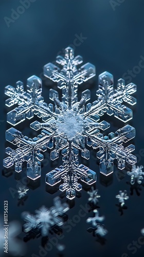 Captivating Crystalline Snowflake Cascading Through Icy Ethereal Expanse