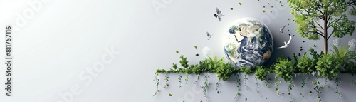 Creative Concept of World Environment Day On White Background 3D Vector illustration, artwork conveys simplicity while conveying their sense of high quality photo