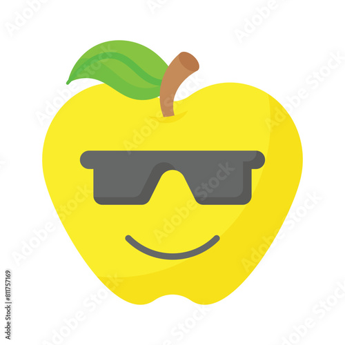 Glasses on emoji face showing concept icon of cool emoji, proud emoji
